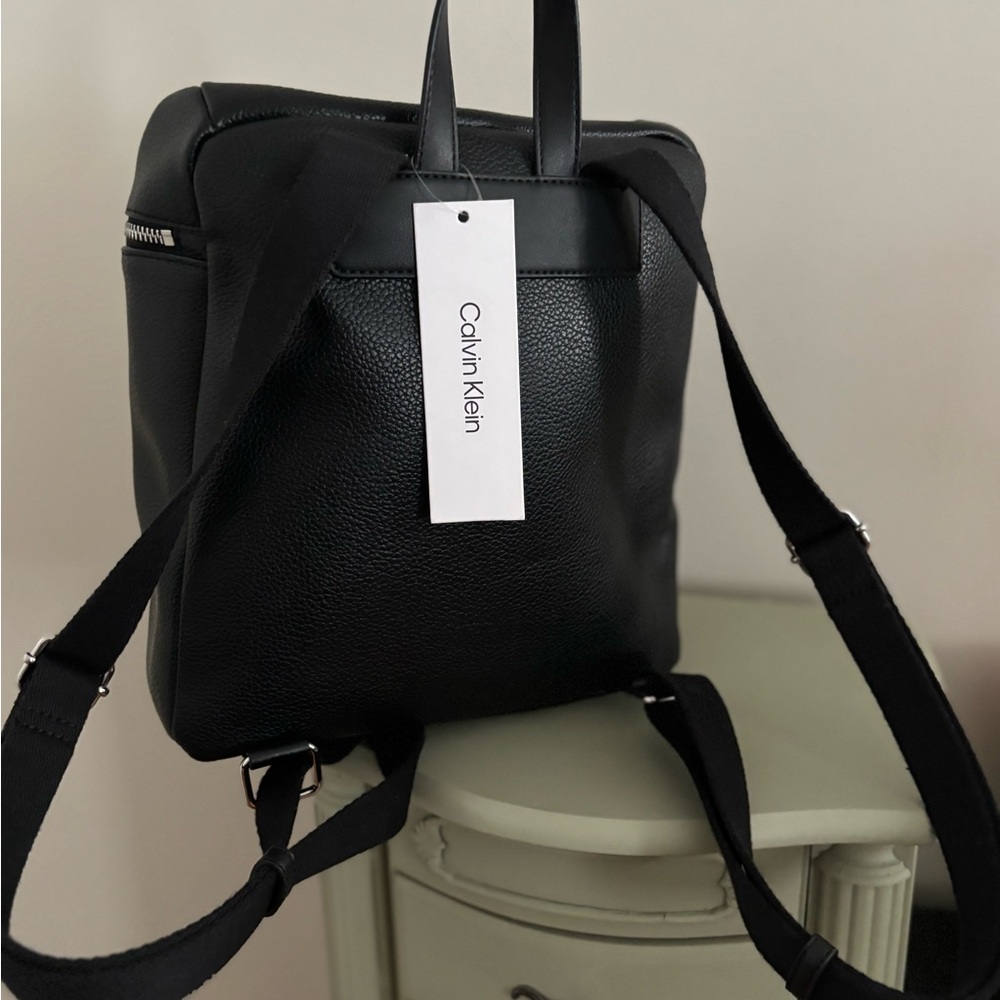 Calvin Klein Black Rucksack Textured Backpack - Picture 3 of 8
